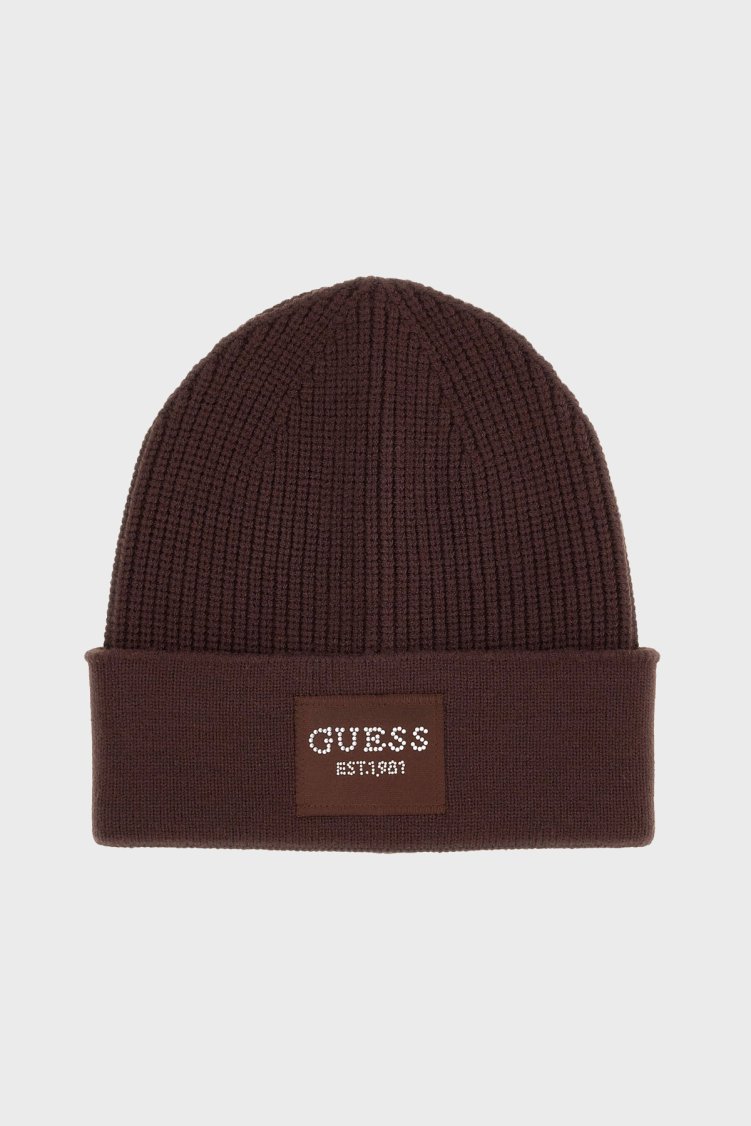 Guess Knitted Logolu AW5631VIS01 Kadın Bere AW5631 VIS01 BTC Koyu kahve - Guess