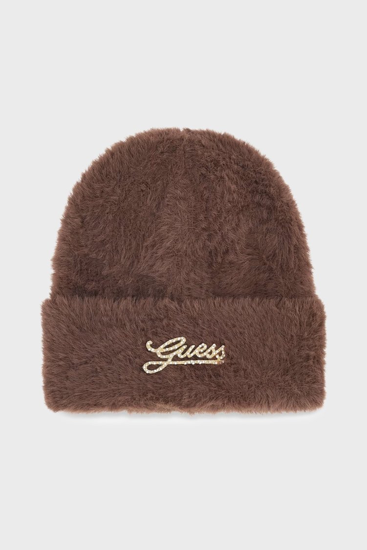 Guess Knitted Logolu Örme AW5633POL01 Kadın Bere AW5633 POL01 BTC Koyu kahve - Guess