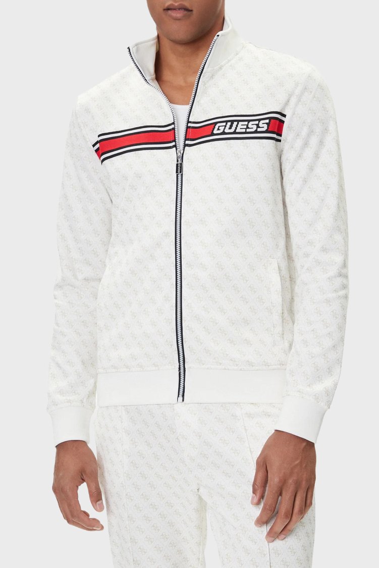 Guess Korbin Pamuklu Jakarlı Logo Baskılı Regular Fit Dik Yaka Z2BQ06K7122 Erkek Sweat Z2BQ06 K7122 P05N Beyaz - Guess