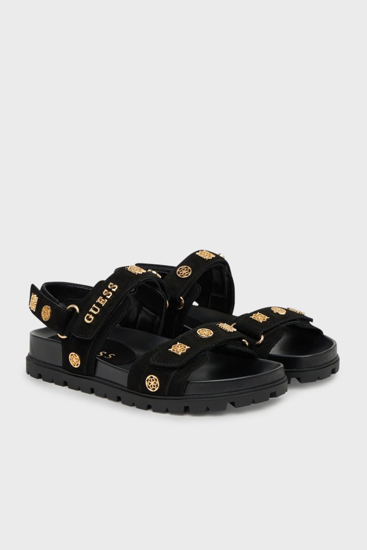 Guess Logolu Cırt Cırtlı Süet Dokulu FLPFLOESU03 Kadın Sandalet FLPFLO ESU03 BLACK SİYAH - Guess (1)