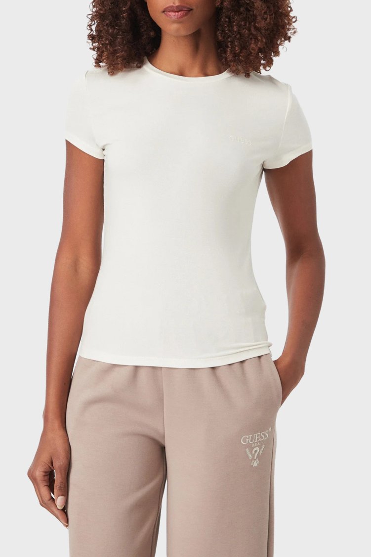 Guess Lotus Kadın T Shirt V6YI24 K4787 G1O6 Ekru - Guess