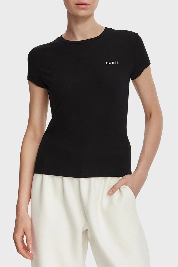 Guess Lotus Kadın T Shirt V6YI24 K4787 JBLK Siyah - Guess