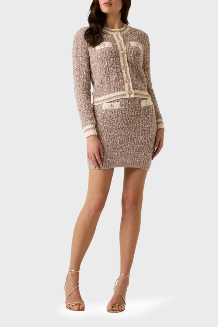 Guess Ls Cn Aomori Cardi Slim Fit Bisiklet Yaka Düğmeli Kadın Kazak W6BR75 Z1764 G1G2 Bej - Guess (1)