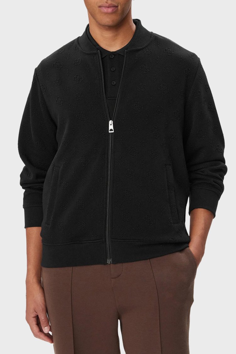 Guess Ls Rover Twill Regular Fit Dik Yaka Fermuarlı M6BQ33K6713 Erkek Sweat M6BQ33 K6713 FMMI Siyah - Guess