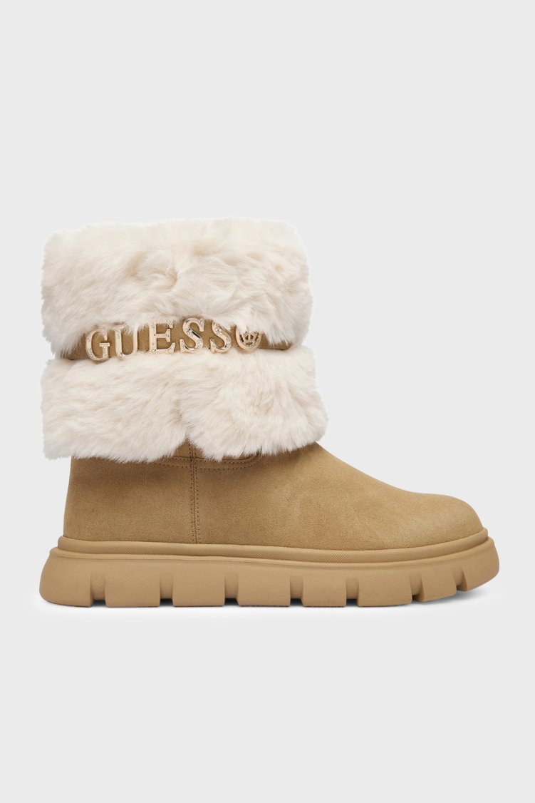 Guess Maribel Metal Logolu Yumuşak Tüylü FLFMELELE10 Kadın Bot FLFMEL ELE10 DTAN Kahve - Guess