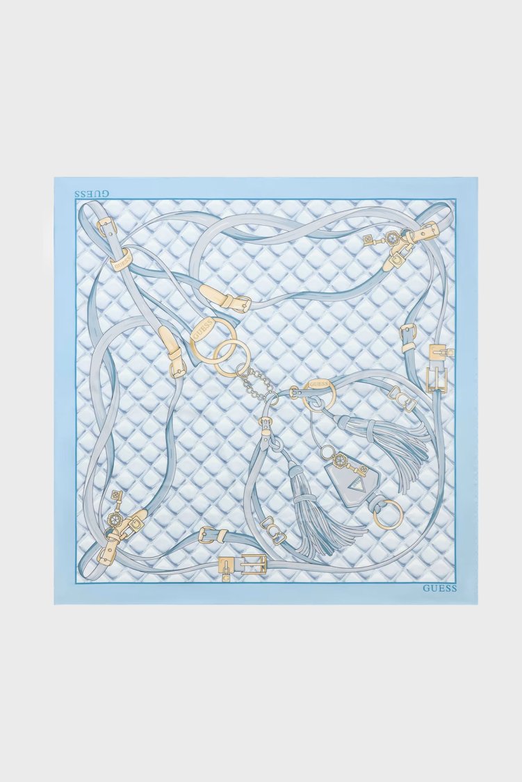 Guess Maxine Desenli 90 x 90 cm AW5535POL03 Kadın Eşarp AW5535 POL03 PDL Açık mavi - Guess