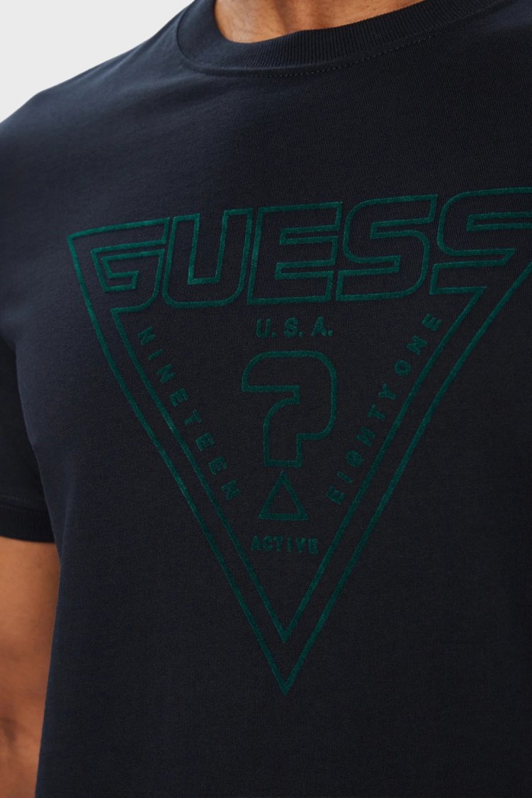 Guess Miken Pamuklu Regular Fit Bisiklet Yaka Z6YI20K5016 Erkek T Shirt Z6YI20 K5016 A73L Lacivert-beyaz - Guess (1)