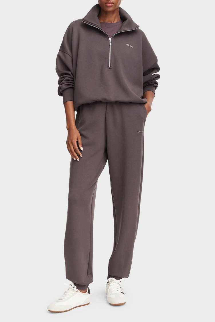 Guess Nat Relaxed Fit Dik Yaka V6YQ25K4801 Kadın Sweat V6YQ25 K4801 A154 Kahve - Guess (1)