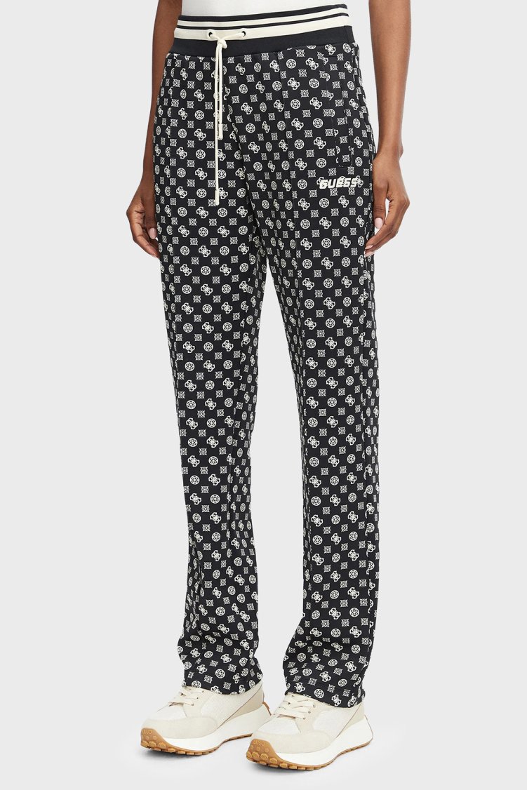 Guess New Aggie Scuba Regular Fit Logo Baskılı Normal Bel V5YB20KB212 Kadın Pantolon V5YB20 KB212 PMQW Siyah - Guess