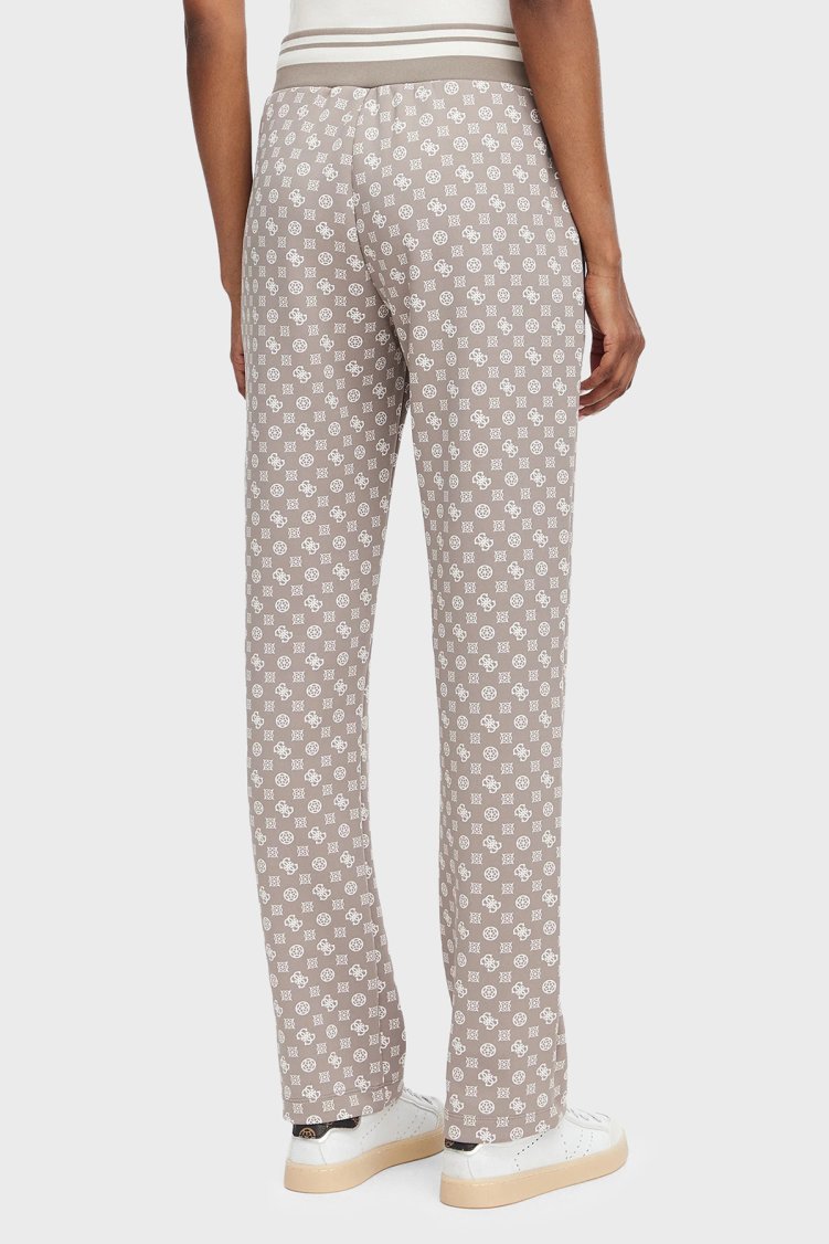 Guess New Aggie Scuba Regular Fit Logo Baskılı Normal Bel V5YB20KB212 Kadın Pantolon V5YB20 KB212 PMQX Bej - Guess (1)