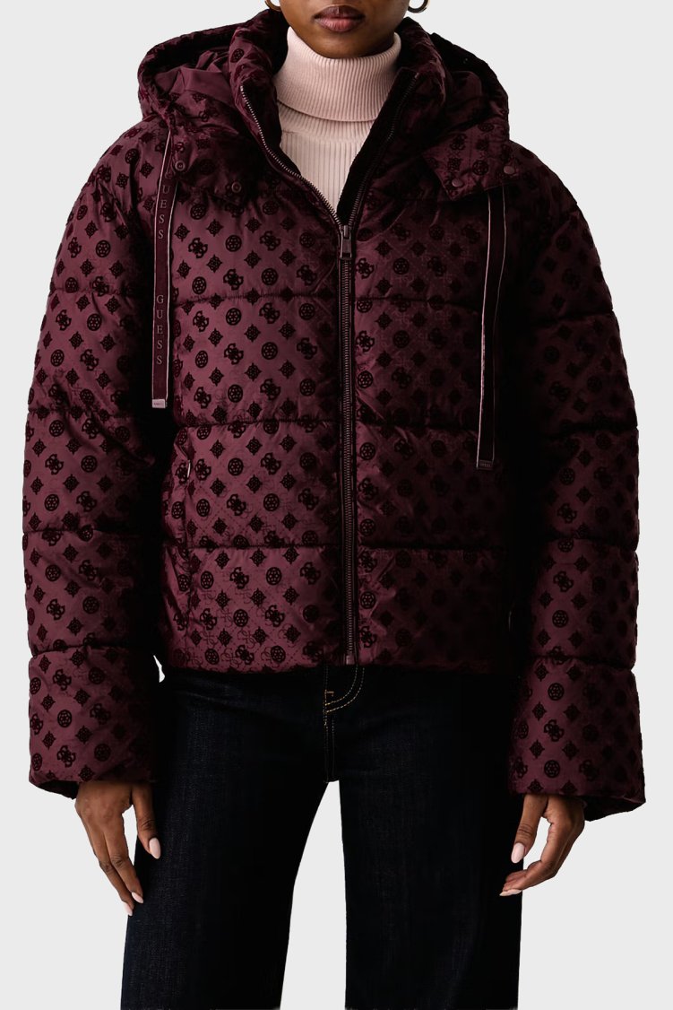 Guess New Daisy Suya Dayanıklı 4G Logolu Kapüşonlu W6BL56W4195 Kadın Mont W6BL56 W4195 G596 Bordo - Guess
