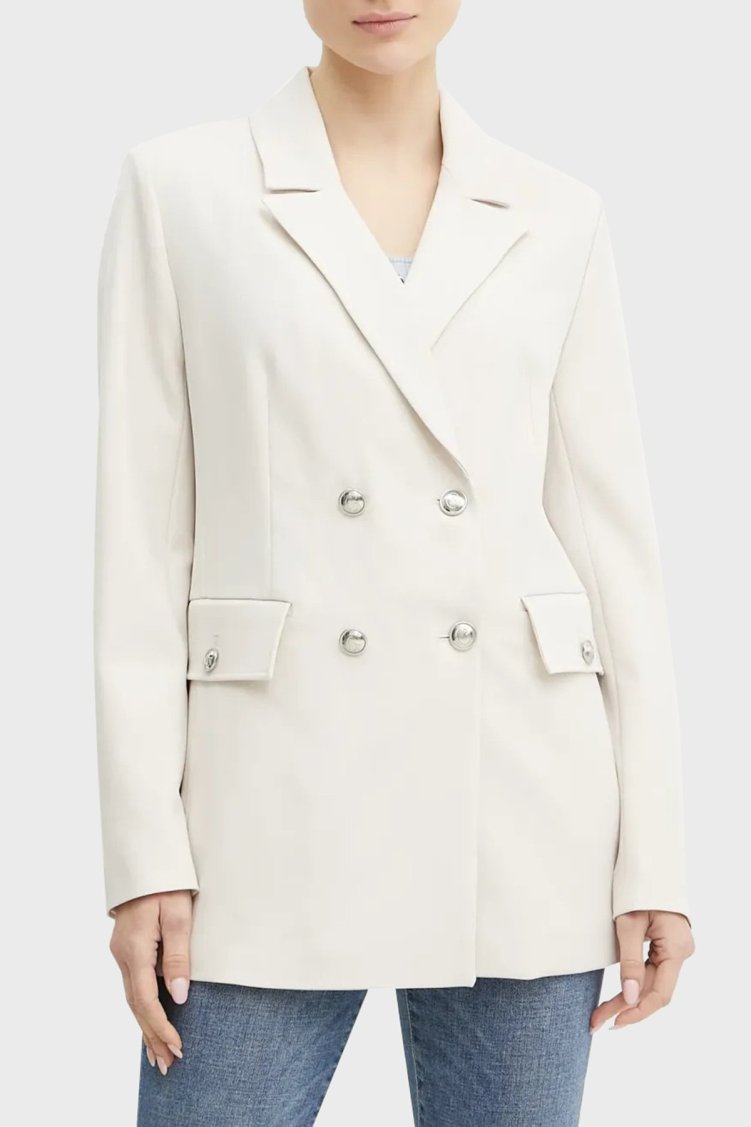 Guess New Fiona Regular Fit Mono Yaka Kruvaze Blazer W5RN49WGX02 Kadın Ceket W5RN49 WGX02 F9AW BEJ - Guess
