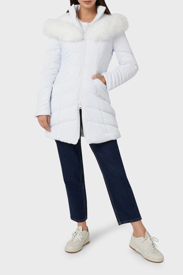 Guess New Oxana Regular Fit Fermuarlı Kapüşonlu Şişme W4BL61WGLZ0 Bayan Mont W4BL61 WGLZ0 G011 BEYAZ - Guess (1)