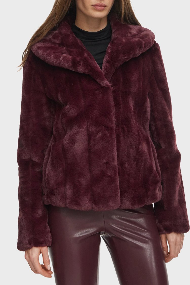 Guess New Sophy Regular Fit Şal Yaka Cepli Suni W0BL0NWDCH0 Kadın Kürk W0BL0N WDCH0 G596 Bordo - Guess