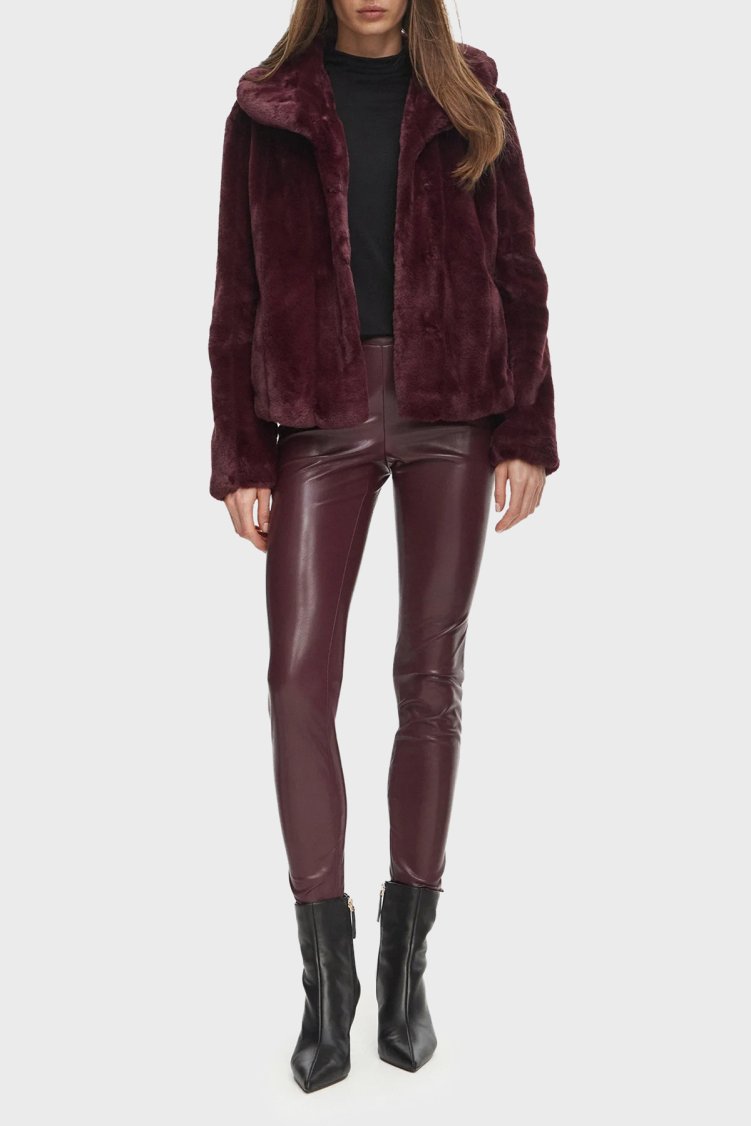 Guess New Sophy Regular Fit Şal Yaka Cepli Suni W0BL0NWDCH0 Kadın Kürk W0BL0N WDCH0 G596 Bordo - Guess (1)