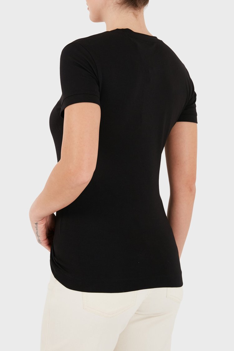 Guess New Ss Cn Logolu Pamuklu Slim Fit Bisiklet Yaka W6YI54K4870 Kadın T Shirt W6YI54 K4870 JBLK Siyah - Guess (1)