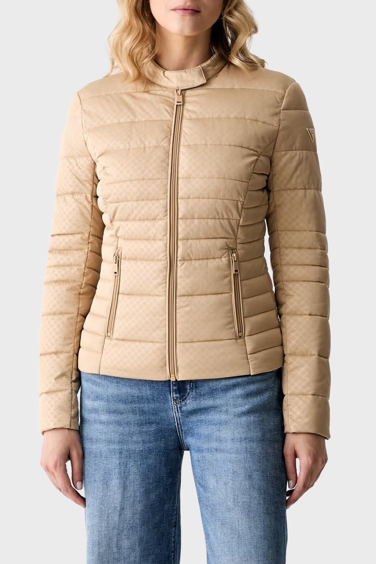 Guess New Vona Regular Fit Dik Yaka Şişme W6YL16W2891 Kadın Mont W6YL16 W2891 C1C2 Bej - Guess