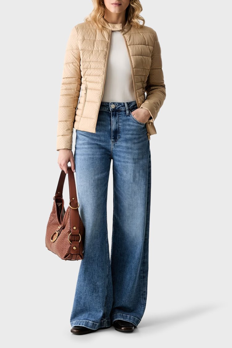 Guess New Vona Regular Fit Dik Yaka Şişme W6YL16W2891 Kadın Mont W6YL16 W2891 C1C2 Bej - Guess (1)