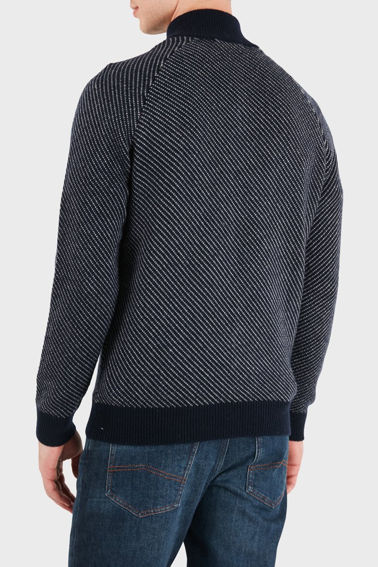 Guess Nico Yün Karışımlı Yarım Fermuarlı Dik Yaka M6BR20Z1370 Erkek Kazak M6BR20 Z1370 FMKY Lacivert - Guess (1)