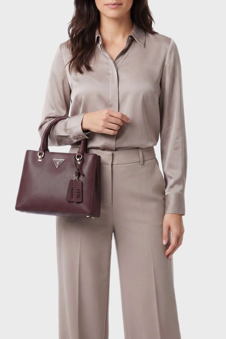 Guess Noelle Logolu Çıkarılabilir Askılı HWZG9672050 Kadın Çanta HWZG96 72050 BUR Bordo - Guess (1)