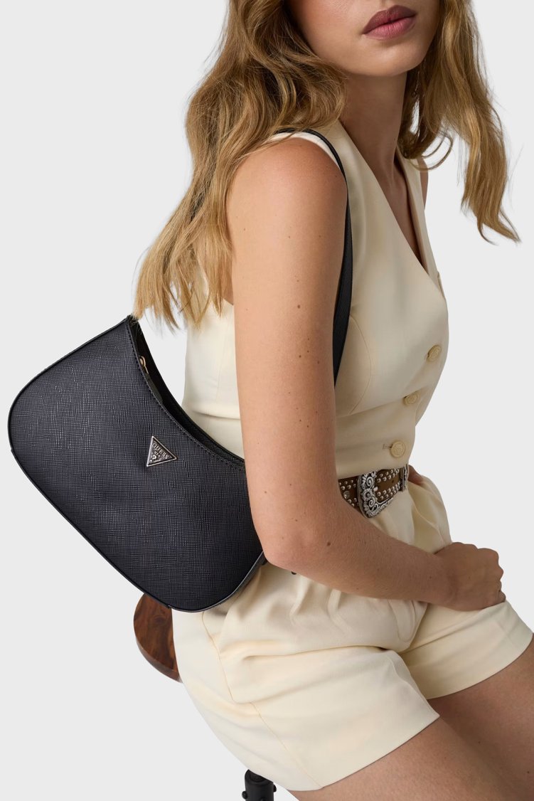 Guess Noelle Logolu Çıkarılabilir Askılı HWZG9672730 Kadın Çanta HWZG96 72730 BLA Siyah - Guess (1)