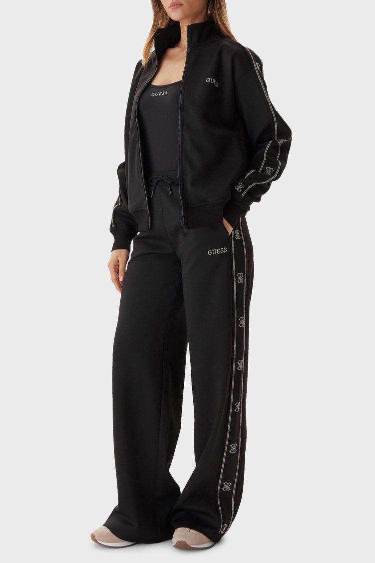 Guess Octavia Loose Fit Normal Bel Geniş Paça Taş Detaylı V5BB12KCX22 Bayan Pantolon V5BB12 KCX22 JBLK SİYAH - Guess (1)