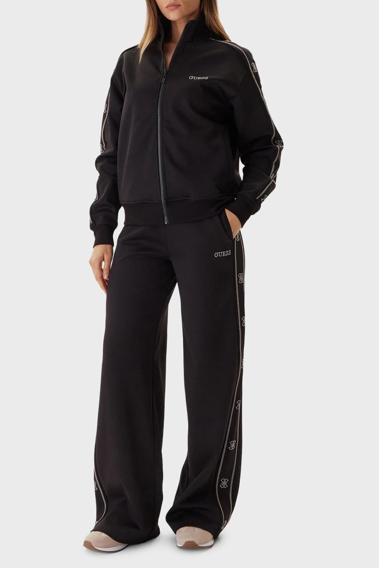 Guess Octavia Regular Fit Dik Yaka Fermuarlı Logolu V5BQ15KCX22 Bayan Sweat V5BQ15 KCX22 JBLK SİYAH - Guess (1)