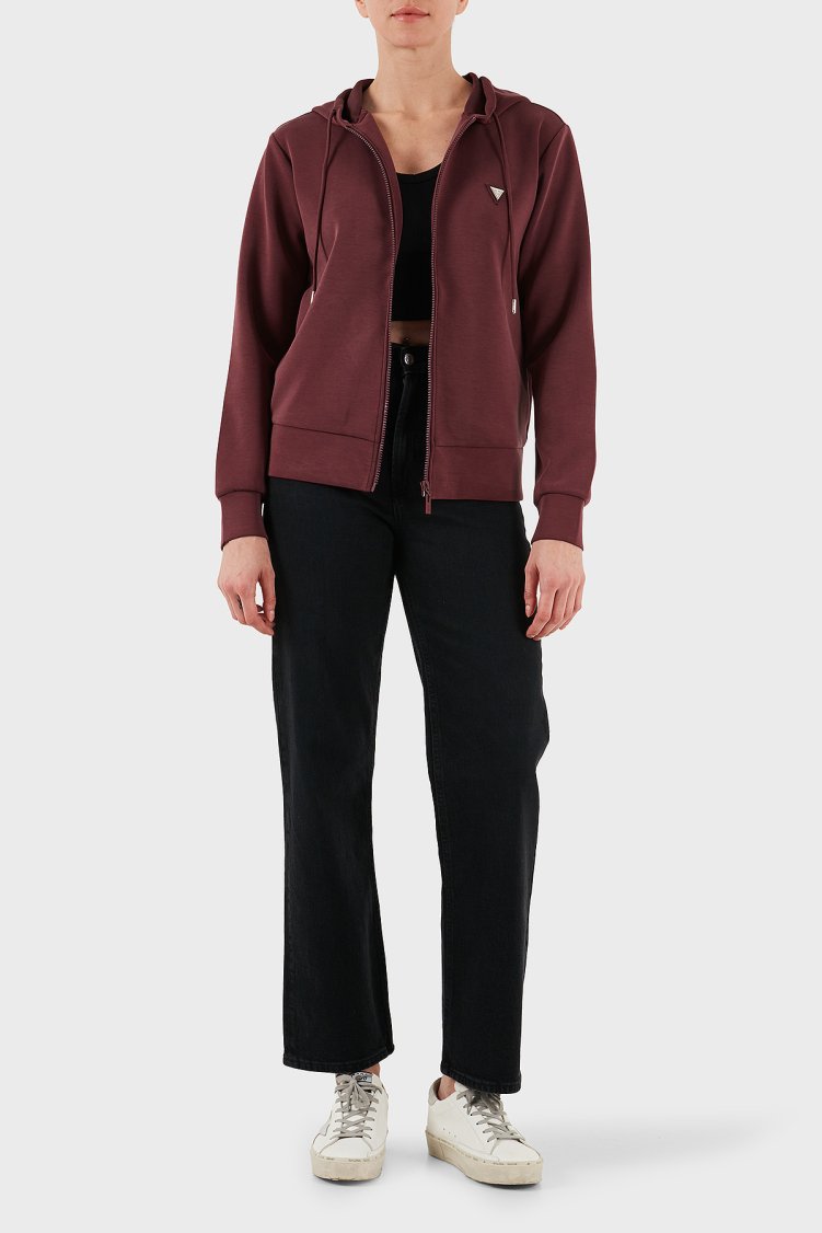 Guess Olympe Regular Fit Kapüşonlu Fermualı V4YQ06KCAY2 Bayan Sweat V4YQ06 KCAY2 G4P2 BORDO - Guess (1)