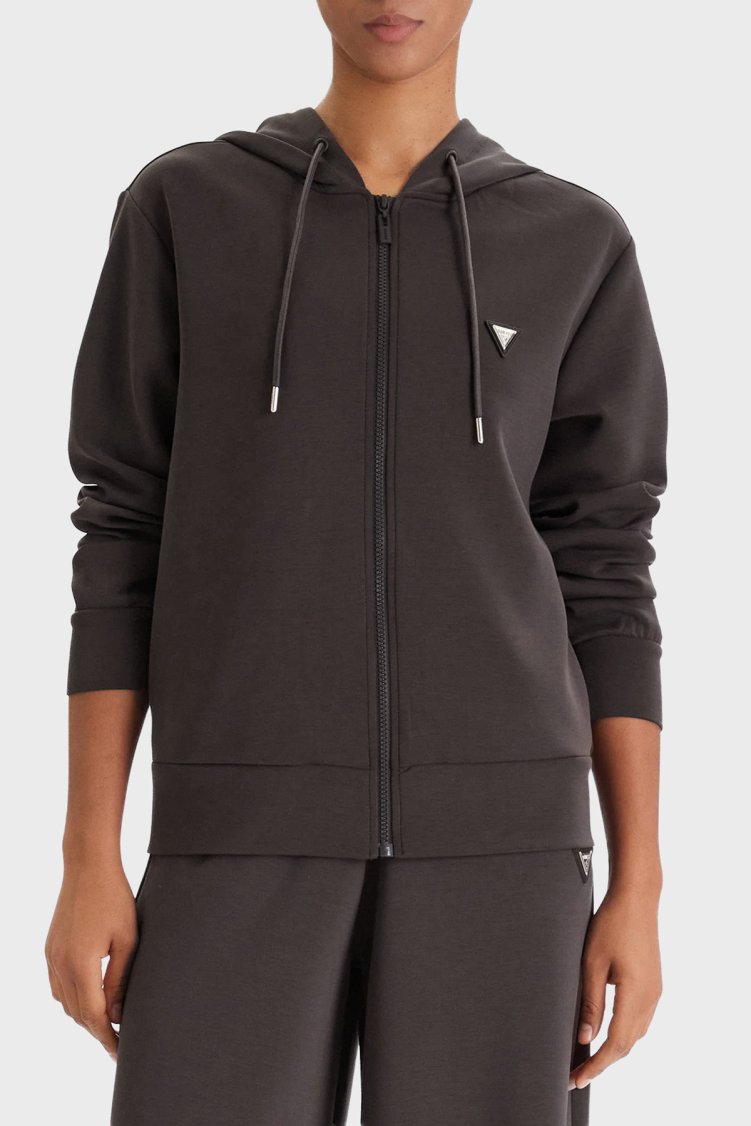 Guess Olympe Regular Fit Kapüşonlu Fermuarlı Kadın V4YQ06KCAY2 Sweat V4YQ06 KCAY2 A10K Kahve - Guess
