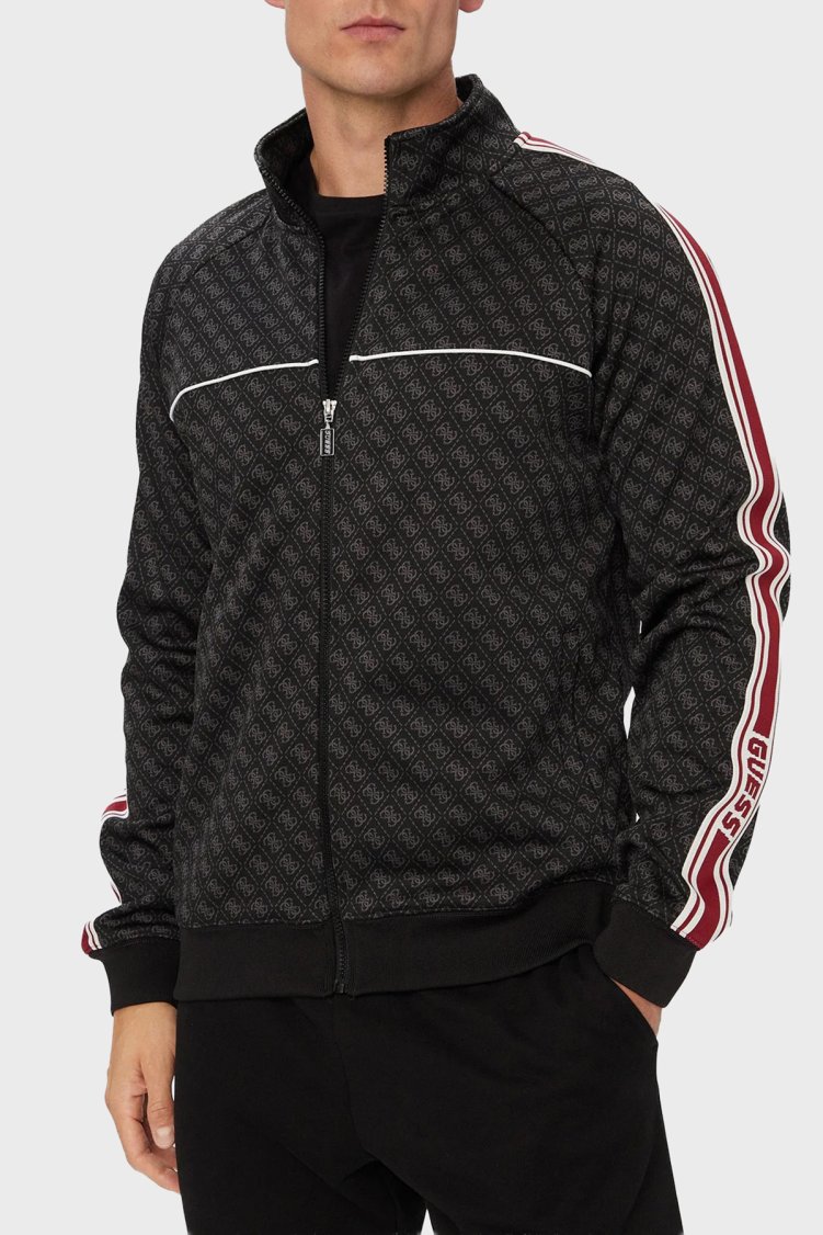 Guess Parimo 4G Logolu Relaxed Fit Dik Yaka Fermuarlı Z6YQ16K4620 Erkek Sweat Z6YQ16 K4620 FJ9N Siyah - Guess