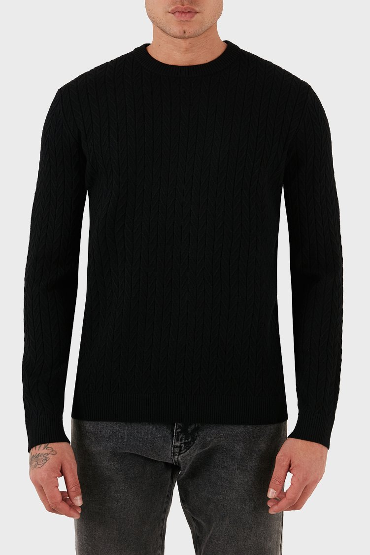 Guess Regular Fit Bisiklet Yaka Örme Desenli M5BR41Z2ZK2 Erkek Kazak M5BR41 Z2ZK2 JBLK SİYAH - Guess