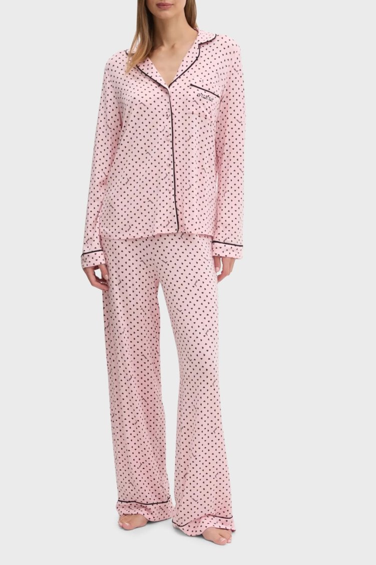 Guess Sasha Kalpli Regular Fit Yüksek Bel Bol Paça Modal O5RX08KCIN2 Bayan Pijama Takımı O5RX08 KCIN2 P6EG PUDRA - Guess