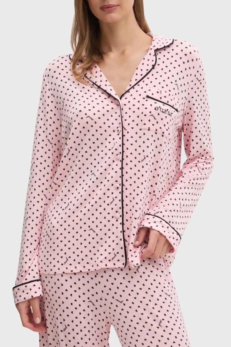 Guess Sasha Kalpli Regular Fit Yüksek Bel Bol Paça Modal O5RX08KCIN2 Bayan Pijama Takımı O5RX08 KCIN2 P6EG PUDRA - Guess (1)