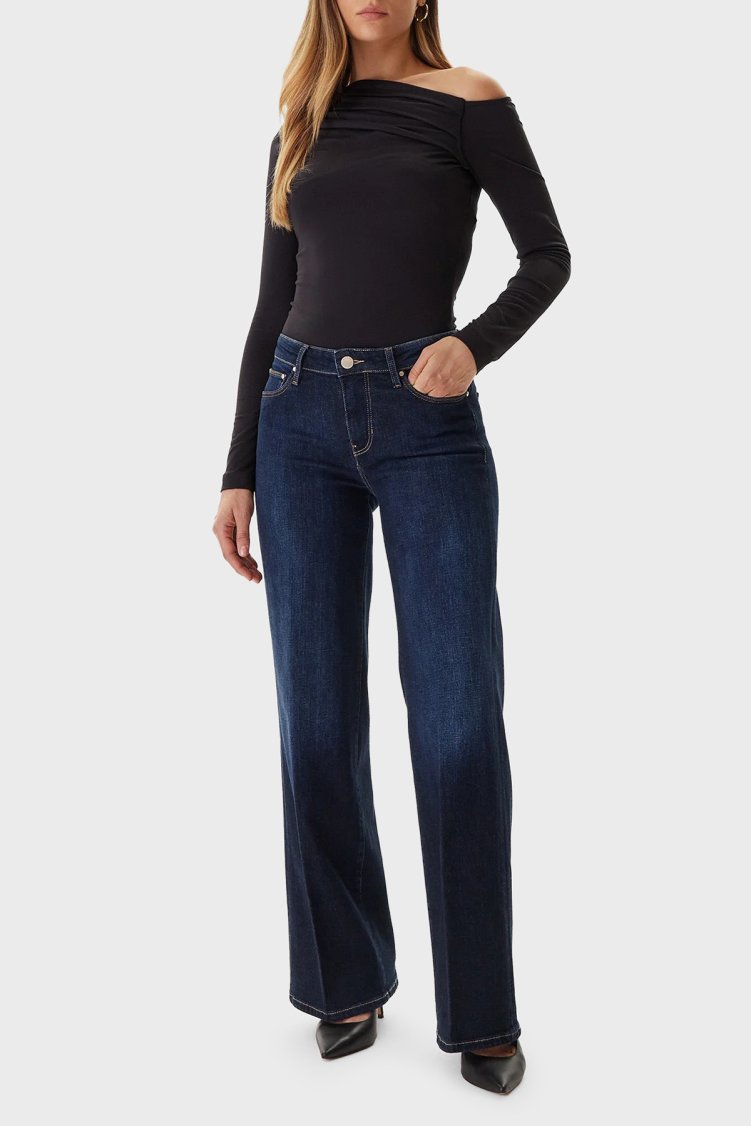 Guess Sexy Pamuk ve Kaşmir Karışımlı Wide Leg Bol Paça Jeans W5BA96D4U54 Bayan Kot Pantolon W5BA96 D4U54 CADA LACİVERT - Guess (1)
