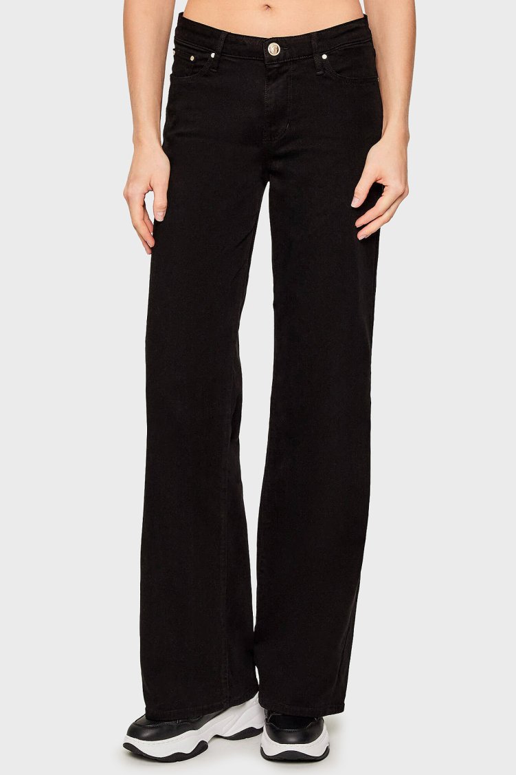 Guess Sexy Palazzo Pamuklu Regular Fit Bol Paça Bayan Pantolon W5BA96WFQYBJBLK SİYAH - Guess