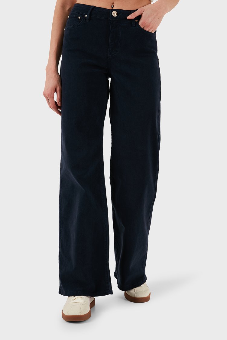 Guess Sexy Pamuklu Relaxed Fit Normal Bel Bol Paça W5BA96WFQYB Bayan Pantolon W5BA96 WFQYB G77G LACİVERT - Guess