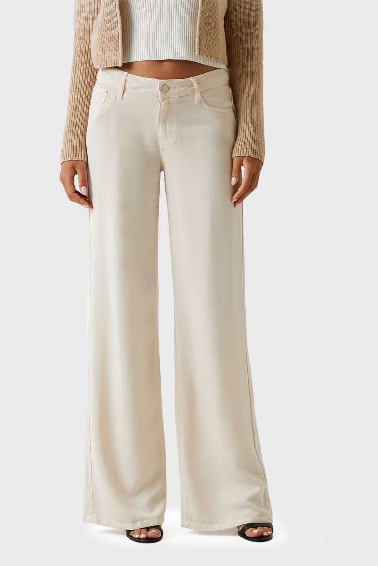 Guess Sexy Wide Leg Fit Geniş Paça Palazzo W4GA96WDP85 Kadın Pantolon W4GA96 WDP85 G1M5 Ekru - Guess