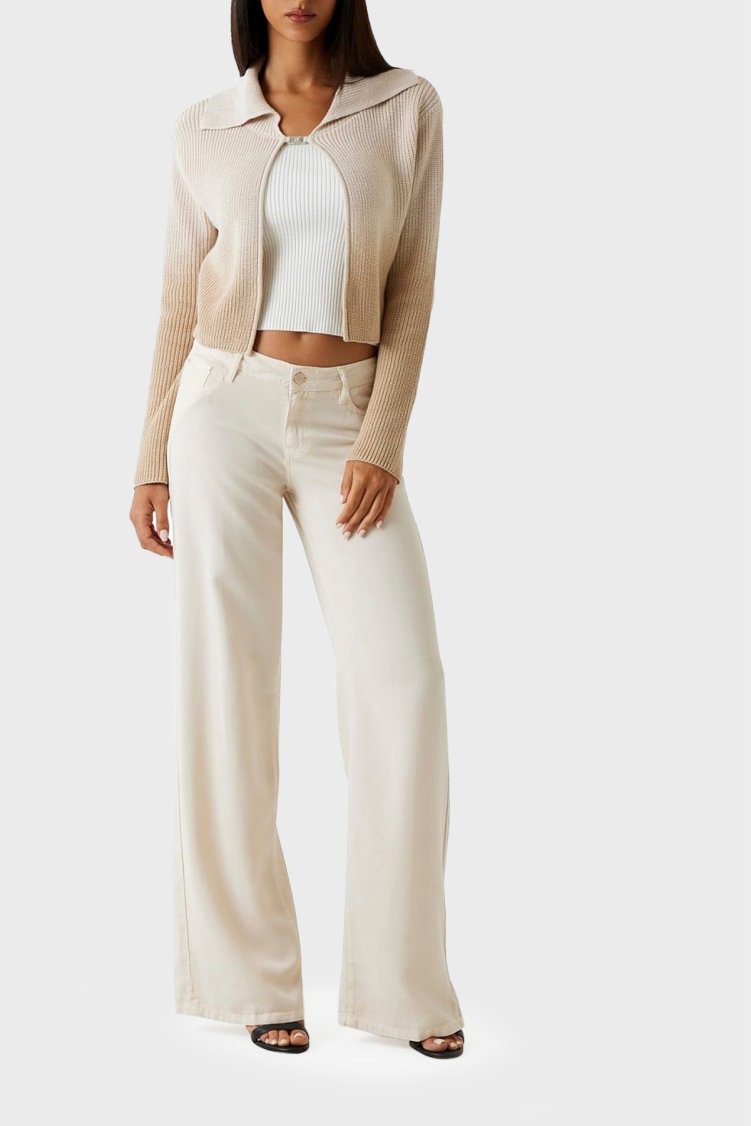 Guess Sexy Wide Leg Fit Geniş Paça Palazzo W4GA96WDP85 Kadın Pantolon W4GA96 WDP85 G1M5 Ekru - Guess (1)