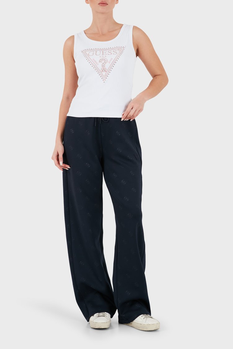 Guess Sl Savina Logolu Pamuklu Geniş Yaka W6BP20K6255 Kadın Top W6BP20 K6255 G011 Beyaz - Guess (1)
