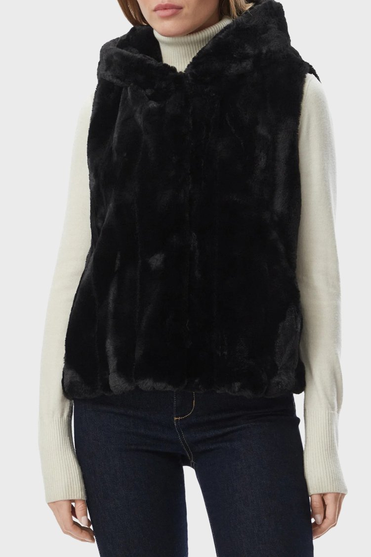 Guess Sl Sophy Yumuşak Dokulu Kapüşonlu Astarlı Peluş W5BL99WDCH0 Kadın Yelek W5BL99 WDCH0 JTMU Siyah - Guess