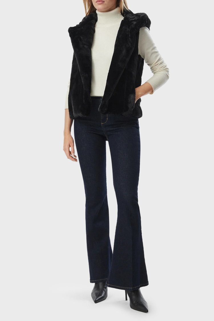 Guess Sl Sophy Yumuşak Dokulu Kapüşonlu Astarlı Peluş W5BL99WDCH0 Kadın Yelek W5BL99 WDCH0 JTMU Siyah - Guess (1)