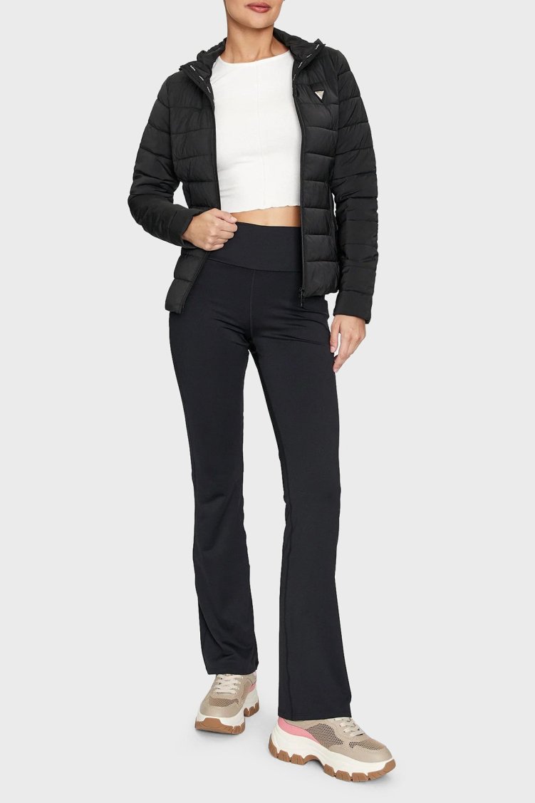 Guess Solid Regular Fit Çıkarılabilir Kapüşonlu V4YL04WF3X0 Bayan Mont V4YL04 WF3X0 JBLK SİYAH - Guess (1)