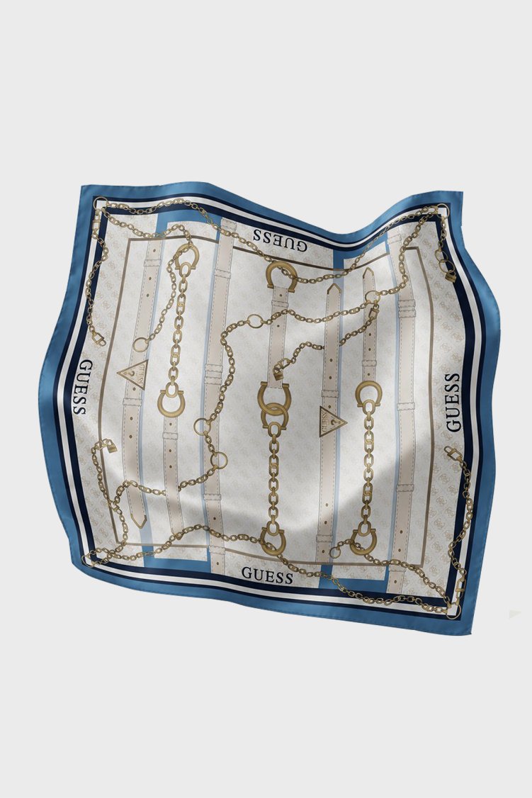 Guess Square Desenli 90 x 90 cm İpek AW5765SIL90 Kadın Eşarp AW5765 SIL90 BLU Mavi - Guess (1)