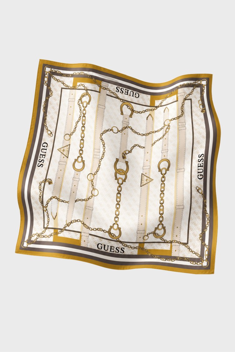 Guess Square Desenli 90 x 90 cm İpek AW5765SIL90 Kadın Eşarp AW5765 SIL90 YEL Sarı - Guess (1)