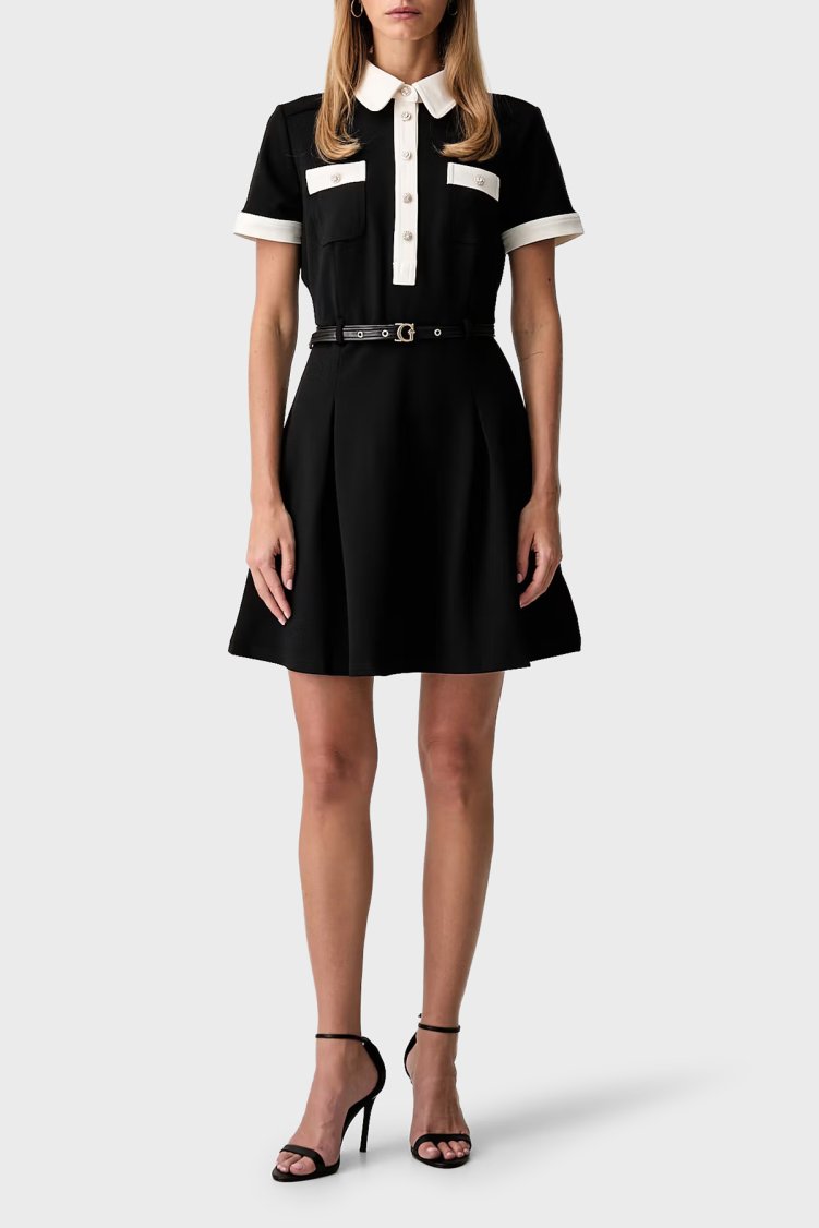 Guess Ss Claudie Kemerli Mini Flare W6YK15K4367 Kadın Elbise W6YK15 K4367 JBLK Siyah - Guess