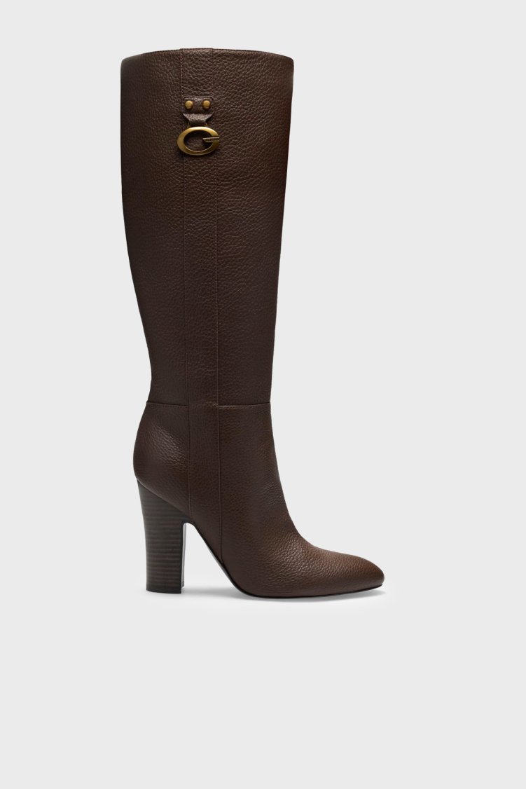 Guess Tyne Logolu Fermuarlı FLFTYNELE11 Kadın Çizme FLFTYN ELE11 DBROW Siyah-kahve - Guess