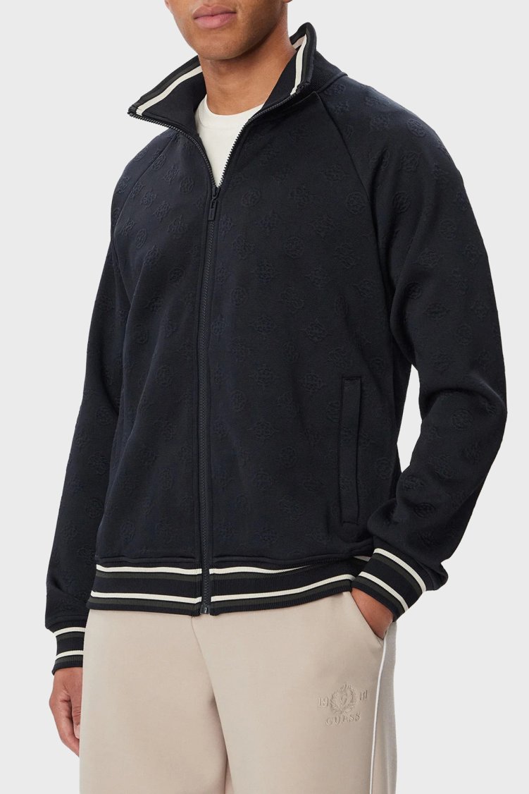 Guess Wallace Logolu Regular Fit Fermuarlı Dik Yaka Z6BQ07K6546 Erkek Sweat Z6BQ07 K6546 A73L Lacivert-beyaz - Guess