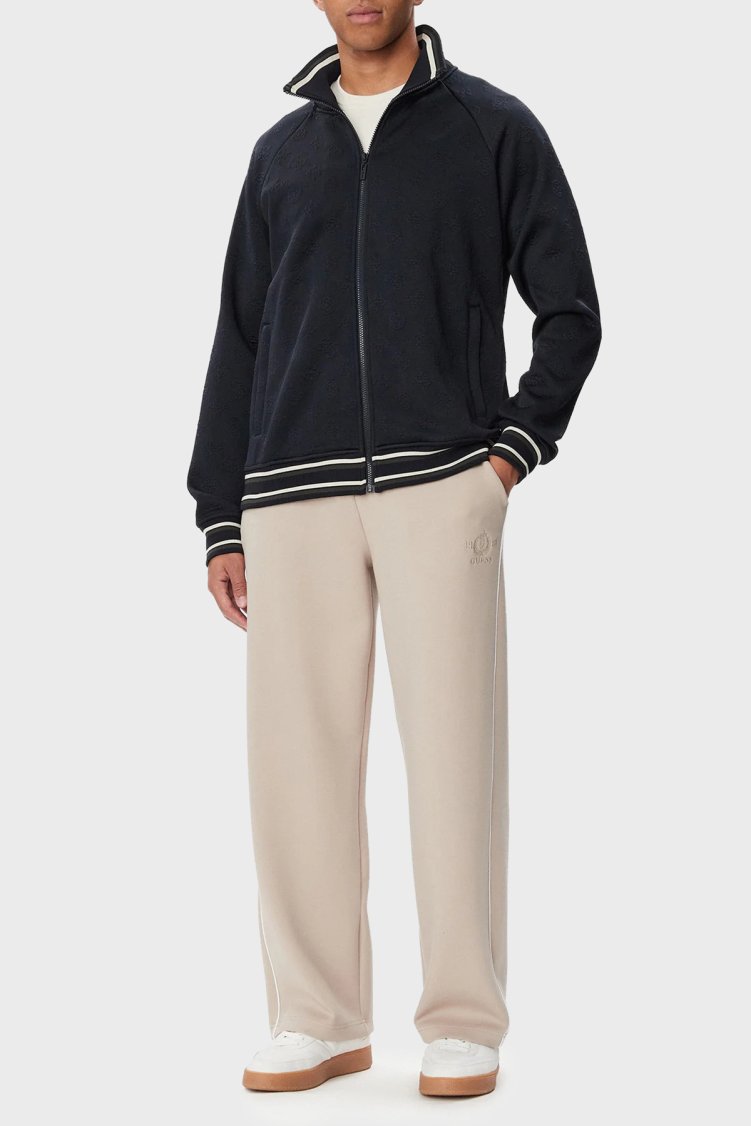 Guess Wallace Logolu Regular Fit Fermuarlı Dik Yaka Z6BQ07K6546 Erkek Sweat Z6BQ07 K6546 A73L Lacivert-beyaz - Guess (1)