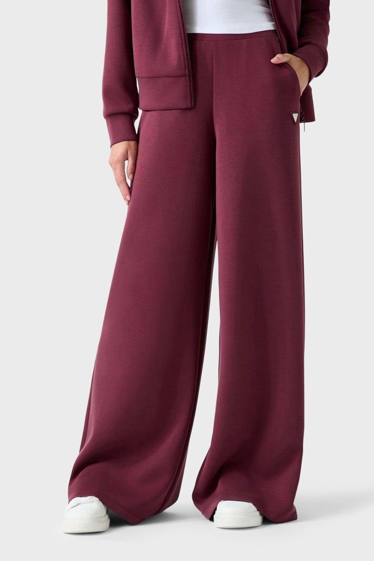 Guess Wide Leg Fit Metalik Logolu V4YB07KCAY2G596 Kadın Pantolon V4YB07 KCAY2 G596 Bordo - Guess