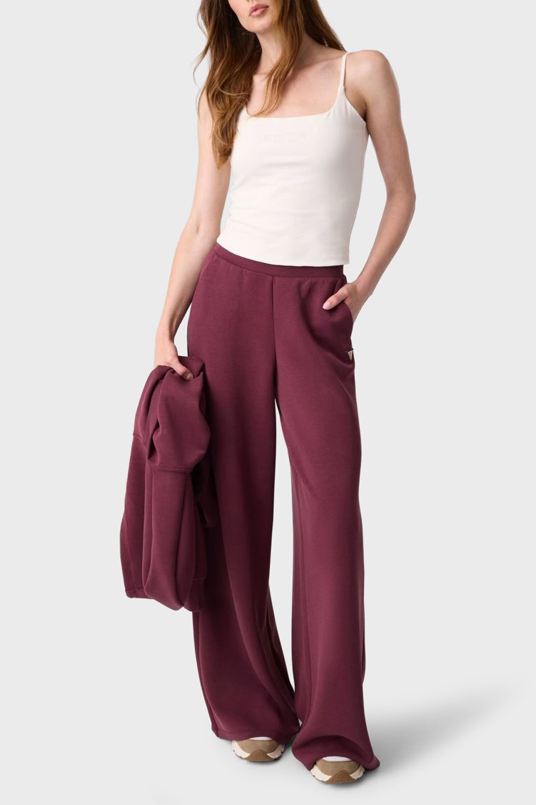 Guess Wide Leg Fit Metalik Logolu V4YB07KCAY2G596 Kadın Pantolon V4YB07 KCAY2 G596 Bordo - Guess (1)